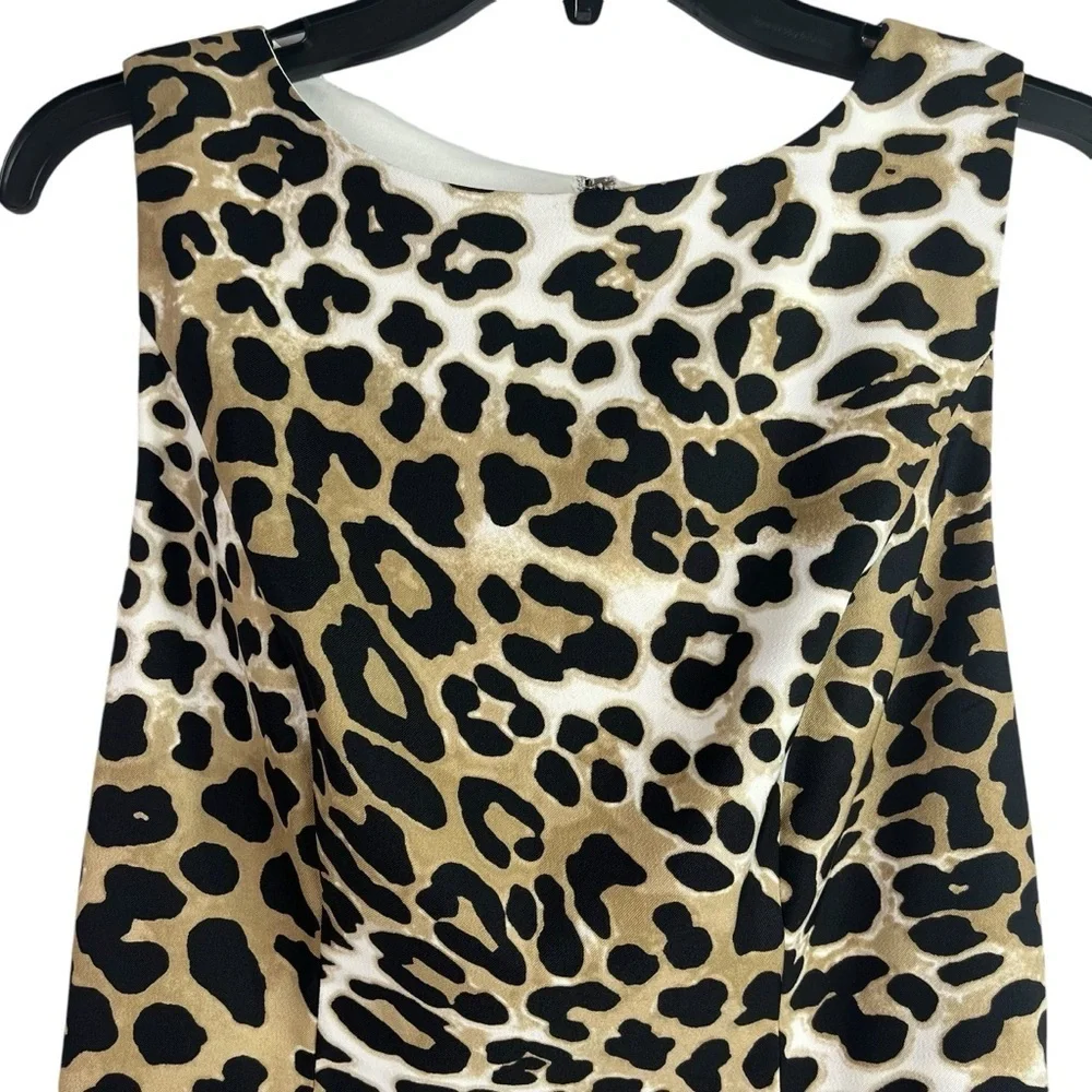 Cache Womens Bodycon Lined Dress Animal Print Stretch Tired Mock Wrap 4 New - Picture 2 of 12